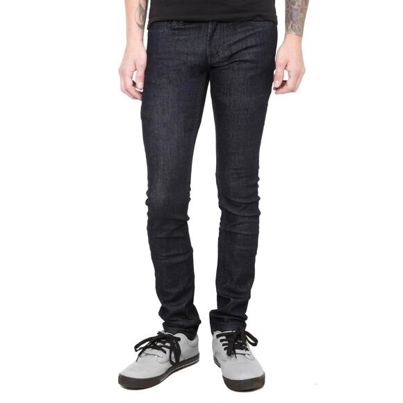 RUDE Hot Topic Men's 26x32 Dark Indigo Super Skinny Jeans Slight Stretch Denim - Picture 2 of 12